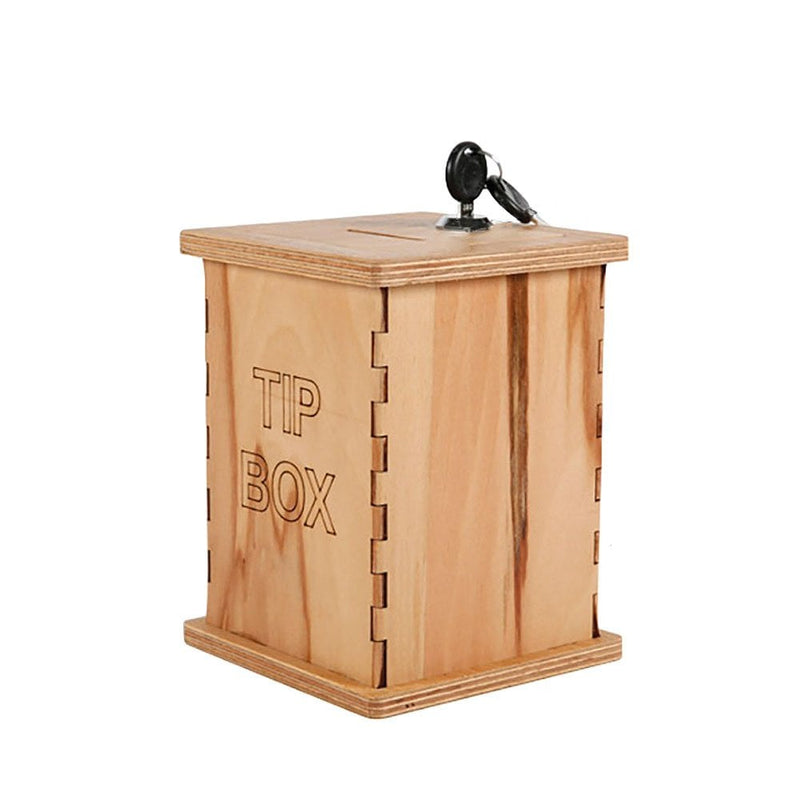 Lockable Tip Box - Natural Wood