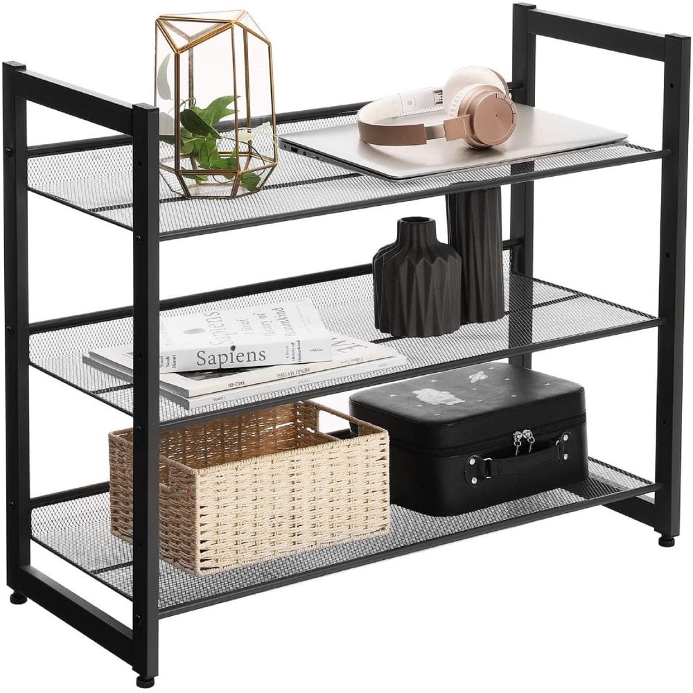 LANGRIA 4-Tier Tilted Metal Utility Shoe Rack With Wire Mesh