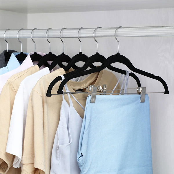 Amazon.com: Fitnice Space Saving 4 Pack Metal Trouser Hangers, Black,  Non-Slip Velvet Coating, Open-Ended Design : Home & Kitchen